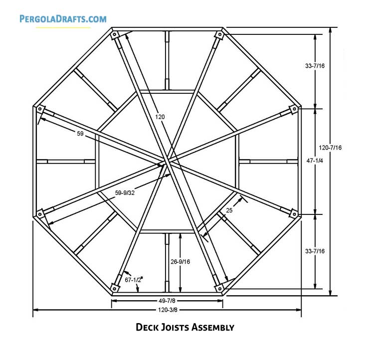 10 Feet Open Octagonal Gazebo Plans Blueprints 02 Deck Joists Assembly