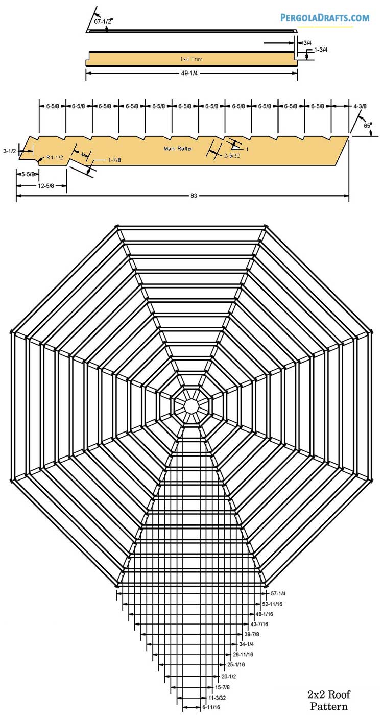 10 Feet Open Octagonal Gazebo Plans Blueprints 06 Rafter Frame Assembly