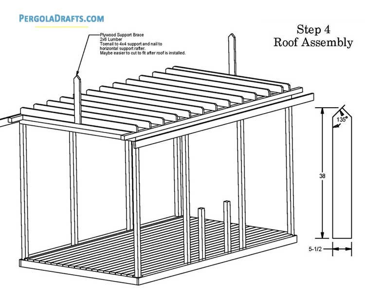 10x16 Rectangular Gazebo Plans Blueprints 08 Roof Assembly Step 4