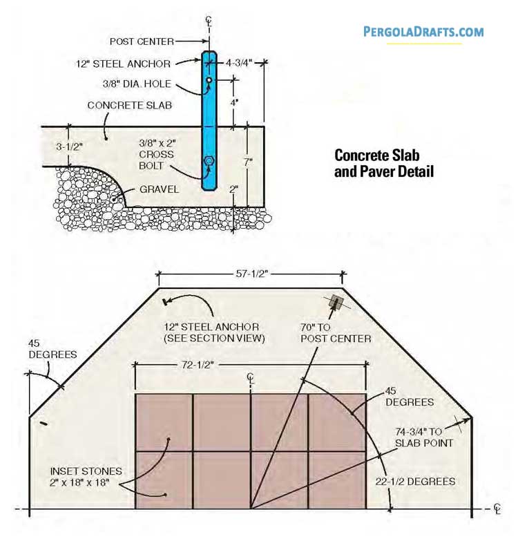 12 Feet Octagonal Gazebo Plans Blueprints 03 Concrete Slab Paver Detail