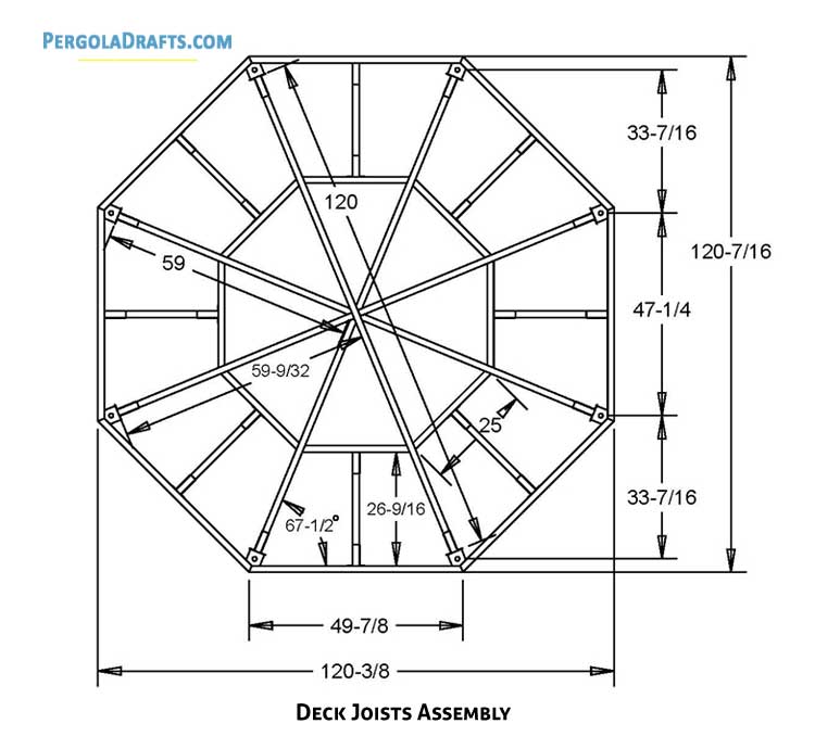 10 Feet Octagon Gazebo Plans Blueprints 02 Deck Joists Assembly