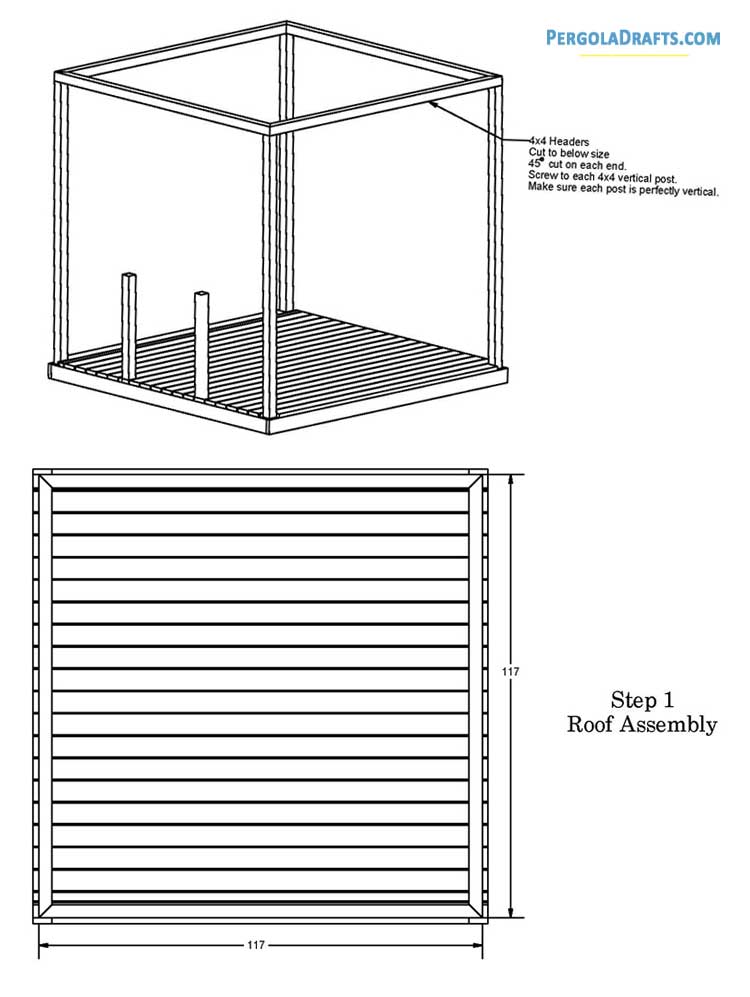 10x10 Gable Roof Square Gazebo Plans Blueprints 05 Roof Assembly Step 1