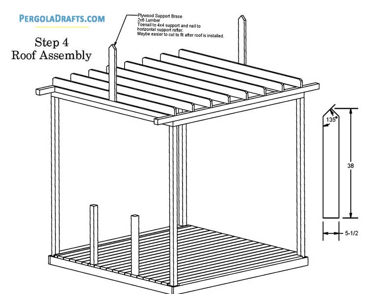10x10 Gable Roof Square Gazebo Plans Blueprints 08 Roof Assembly Step 4