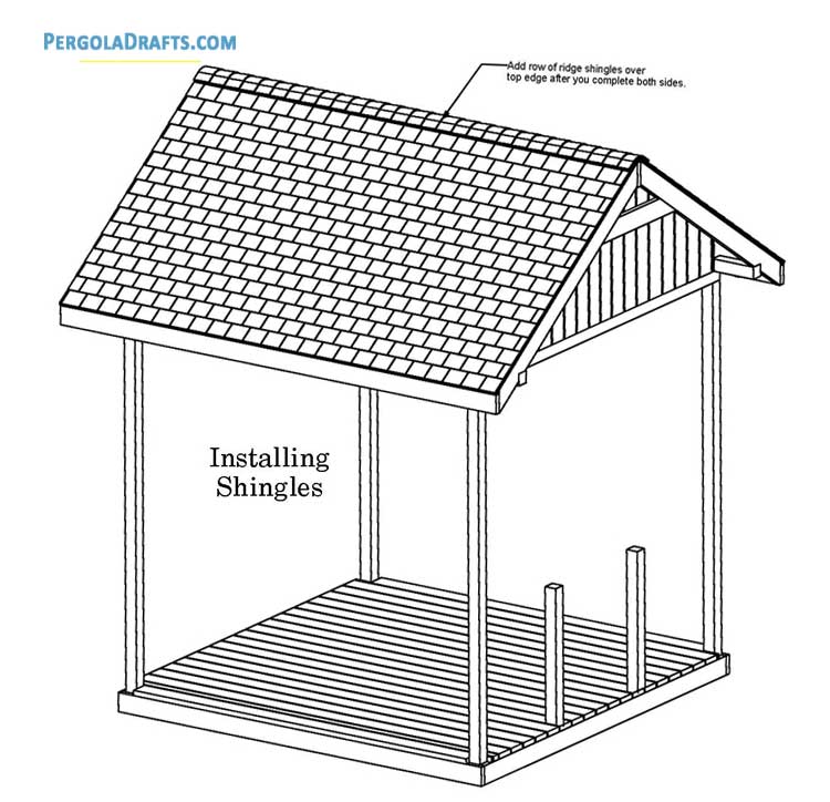 10x10 Gable Roof Square Gazebo Plans Blueprints 11 Installing Shingles