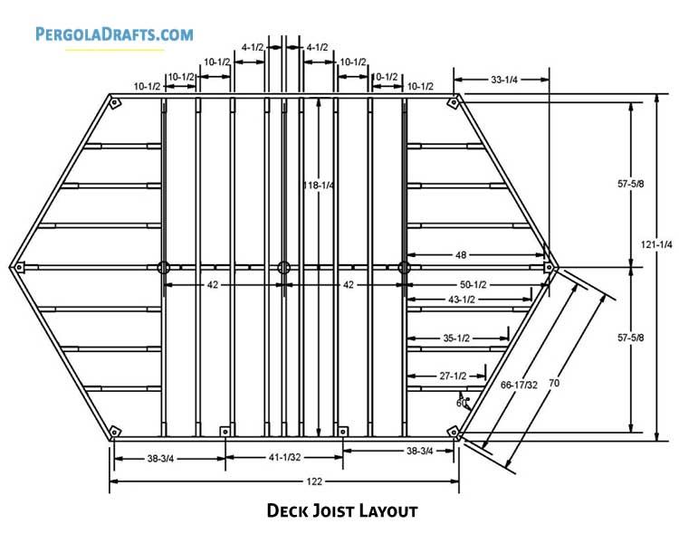 10x16 Elongated Hexagon Gazebo Plans Blueprints 02 Deck Joists Assembly