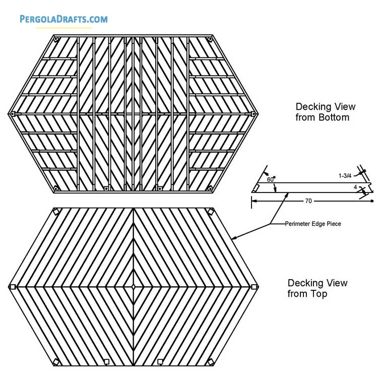 10x16 Elongated Hexagon Gazebo Plans Blueprints 03 Decking Pattern View
