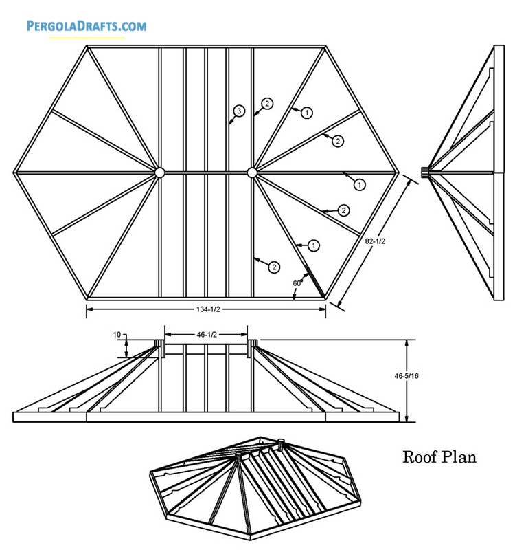 10x16 Elongated Hexagon Gazebo Plans Blueprints 05 Rafter Layout