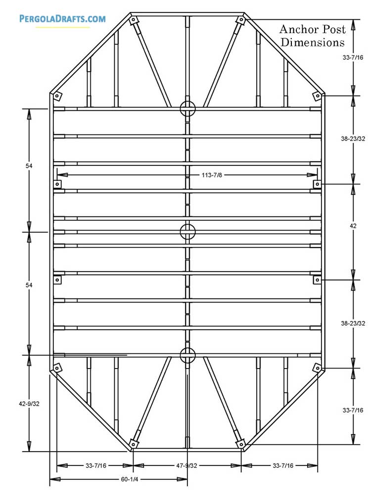 10x16 Oval Gazebo Plans Blueprints 02 Anchor Post Dimensions