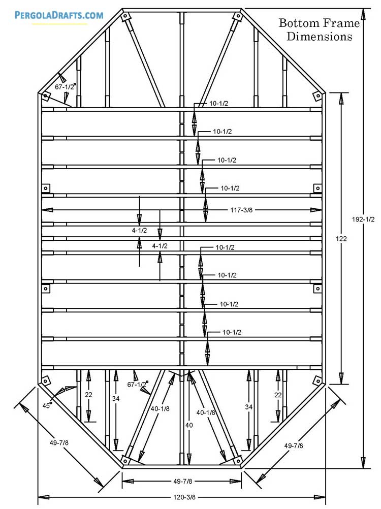 10x16 Oval Gazebo Plans Blueprints 03 Bottom Frame Dimensions