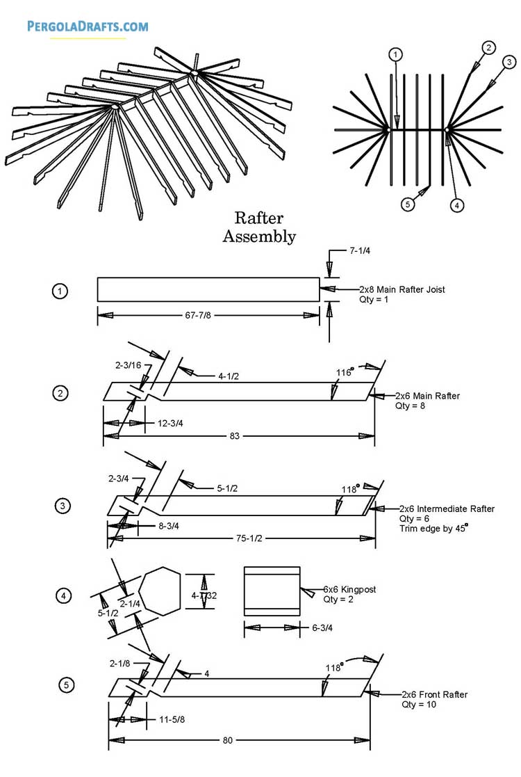 10x16 Oval Gazebo Plans Blueprints 09 Rafter Frame Assembly