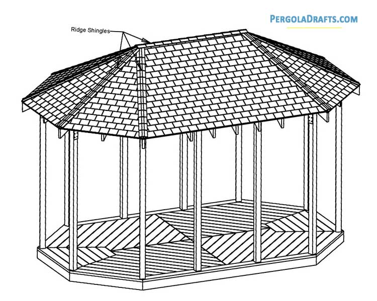 10x16 Oval Gazebo Plans Blueprints 12 Roof Shingles