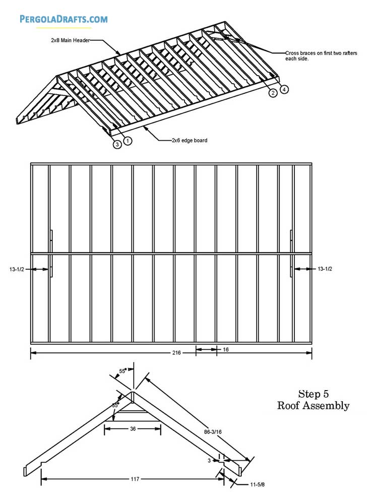 10x16 Rectangular Gazebo Plans Blueprints 09 Roof Assembly Step 5