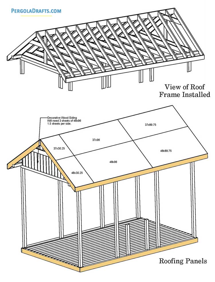 10x16 Rectangular Gazebo Plans Blueprints 10 Roofing Panels