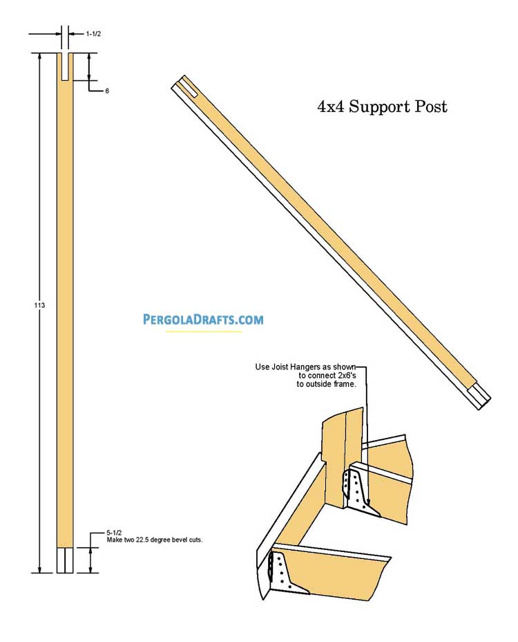12 Feet Hip Roof Octagon Gazebo Plans Blueprints 03 Support Posts