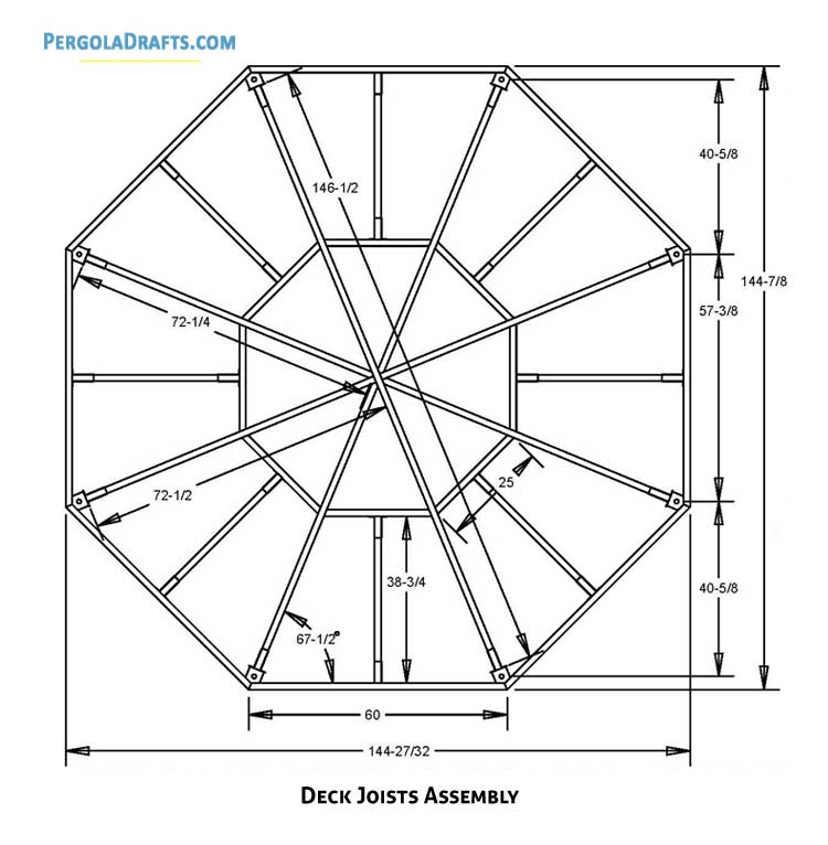12 Feet Octagon Gazebo Plans Blueprints 02 Deck Joists Assembly