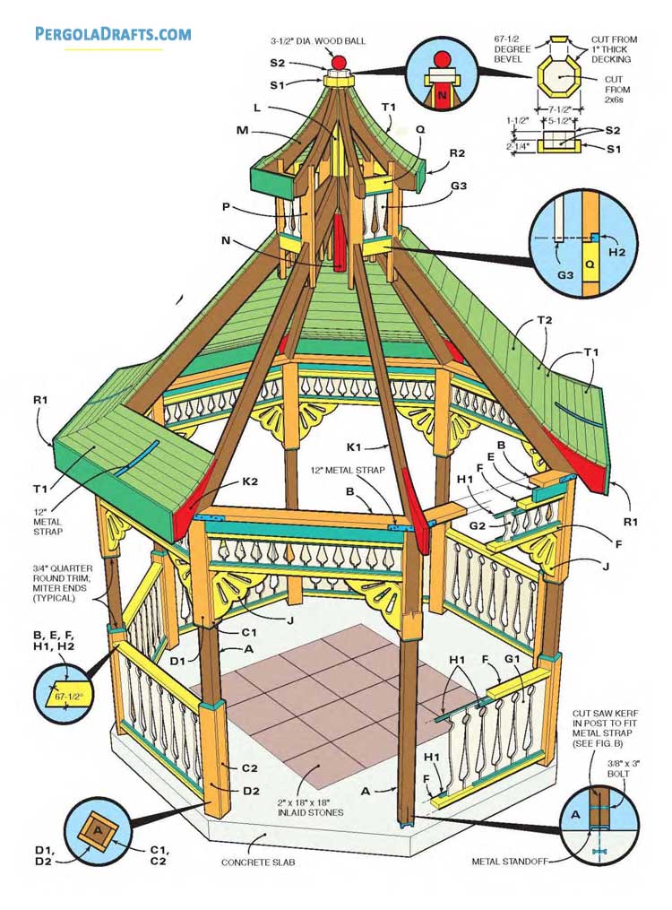 matériel liste incluent #10112 How to Build 12' Octagon écran pavillon Project