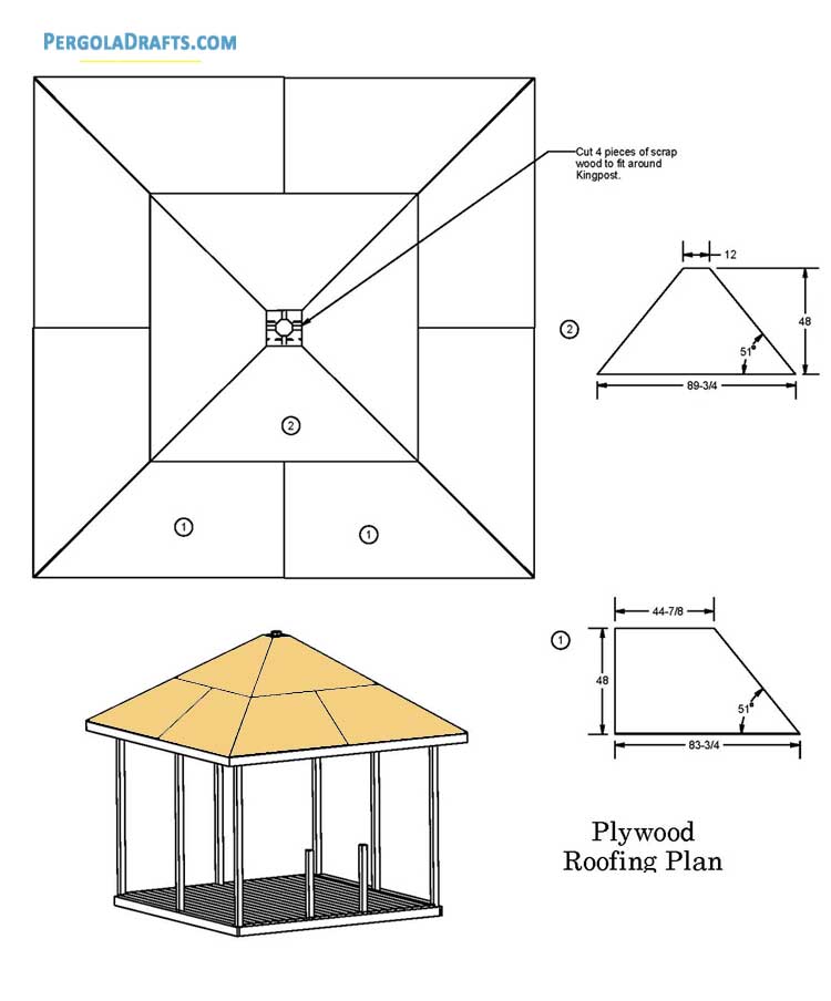 12x12 Square Gazebo Plans Blueprints 08 Roofing Plywood Panels