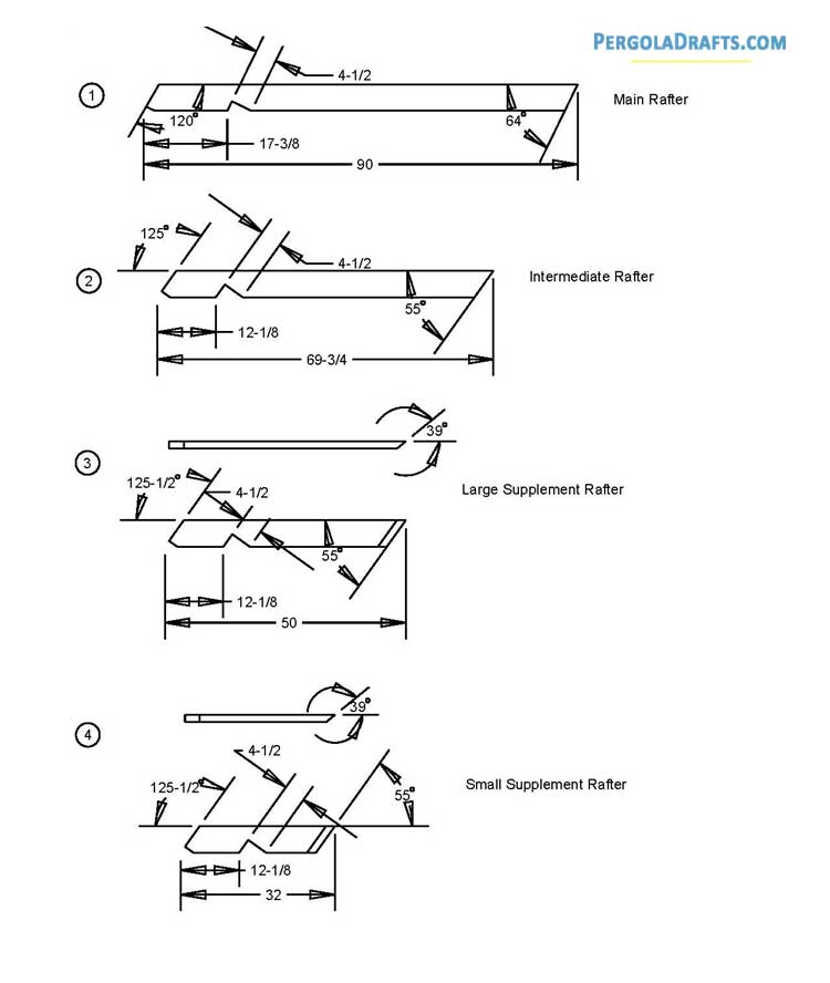 8x8 Square Gazebo Plans Blueprints 06 Rafter Cutting Pattern