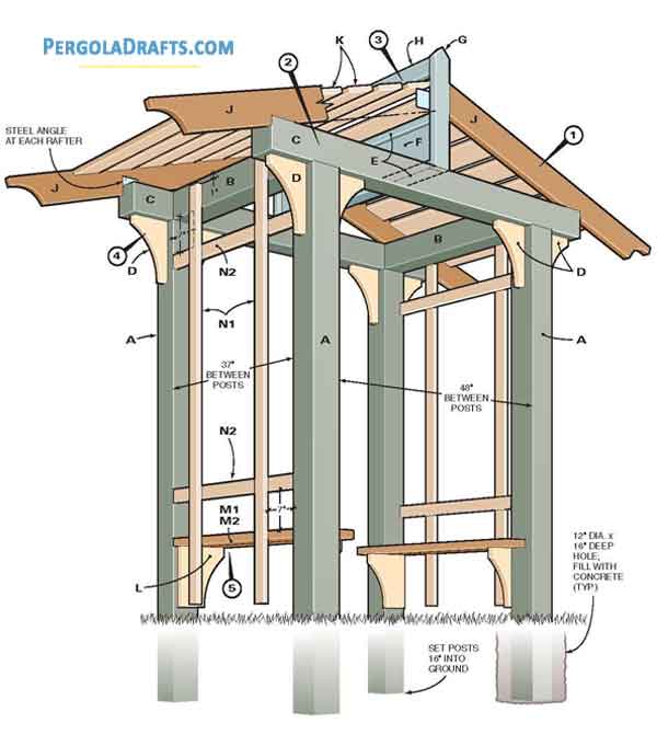Garden Arbor Building Plans Blueprints For 5×5 Wooden Pergola